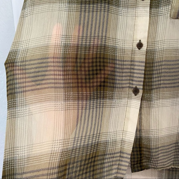 Plaid green sheer button up top - Picture 6 of 6